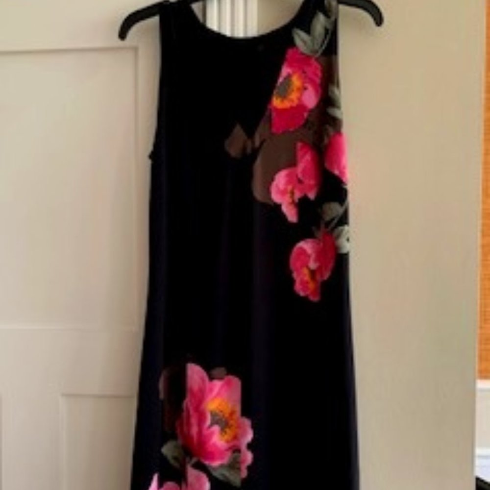 Black dress with vibrant floral accents